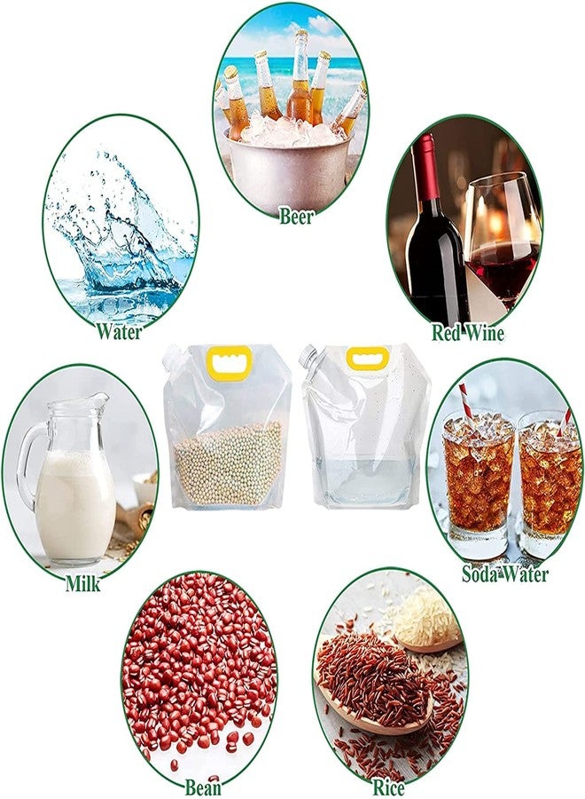 Birud Plastic 5Pcs-1.5L Kitchen Storage Bag Grains Rice Moisture-Proof Sealed Bag, Resealable, Transparent Bags Stand Up Pouch Bags With Portable Handle For Long Term Food Storage Container - Image 2